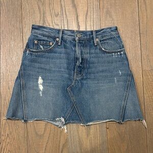 GRLFRND Denim Distressed A-Line Mini Skirt - Blue size 24